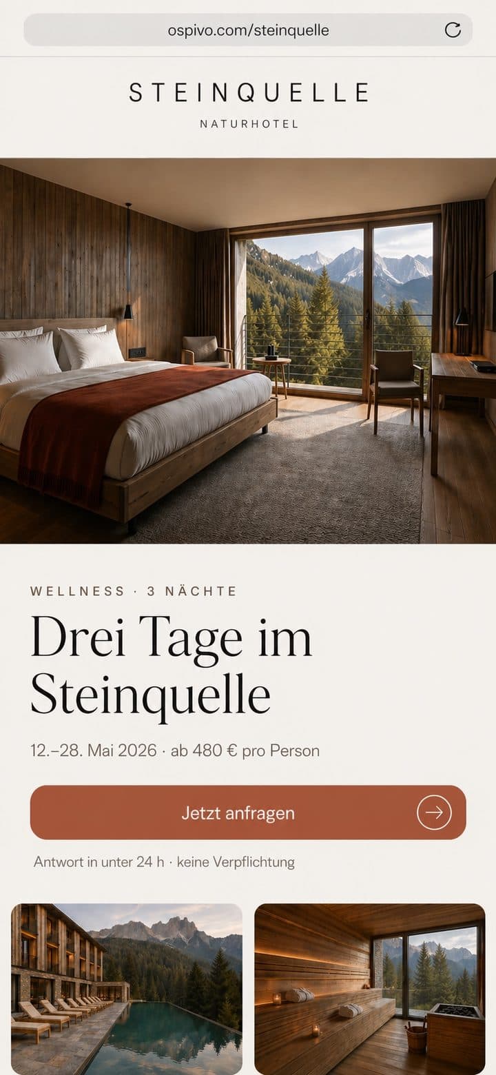Mobile Landingpage Naturhotel Steinquelle — Drei Tage im Steinquelle, 12.–28. Mai 2026